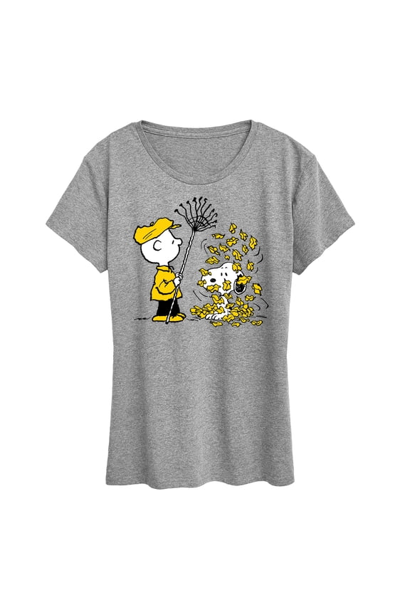 - Charlie Brown Snoopy Fall Leaves - Women's Short Sleeve Graphic T-Shirt