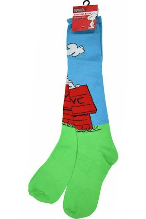 Charlie Brown Snoopy New York Knee Socks Blue Snoopy Dog House Adult Size 9-11