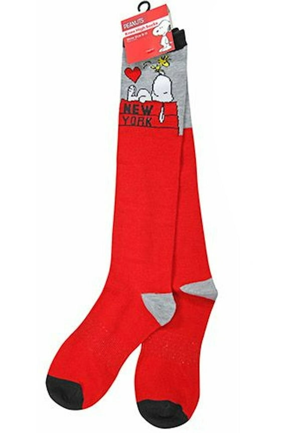 Charlie Brown Snoopy New York Knee Socks Red Snoopy Doghouse