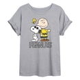 thumbnail image 1 of Peanuts - Charlie Brown, Snoopy & Woodstock - Juniors Oversized Graphic T-Shirt, 1 of 5