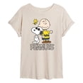thumbnail image 1 of Peanuts - Charlie Brown, Snoopy & Woodstock - Juniors Oversized Graphic T-Shirt, 1 of 5