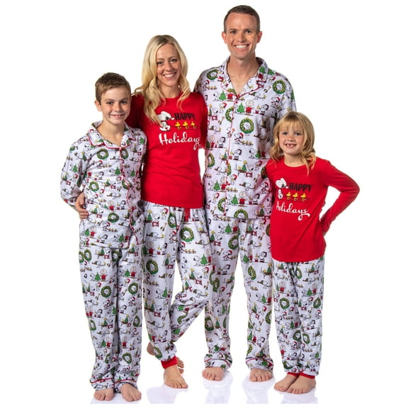 Peanuts Charlie Brown Snoopy Woodstock Sleep  Christmas 2PC Matching Family Holiday Pajama Set Sleepwear Loungewear