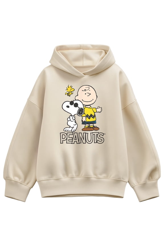 - Charlie Brown, Snoopy & Woodstock - Women's Oversized Fleece Hoodie Sweatshirt
