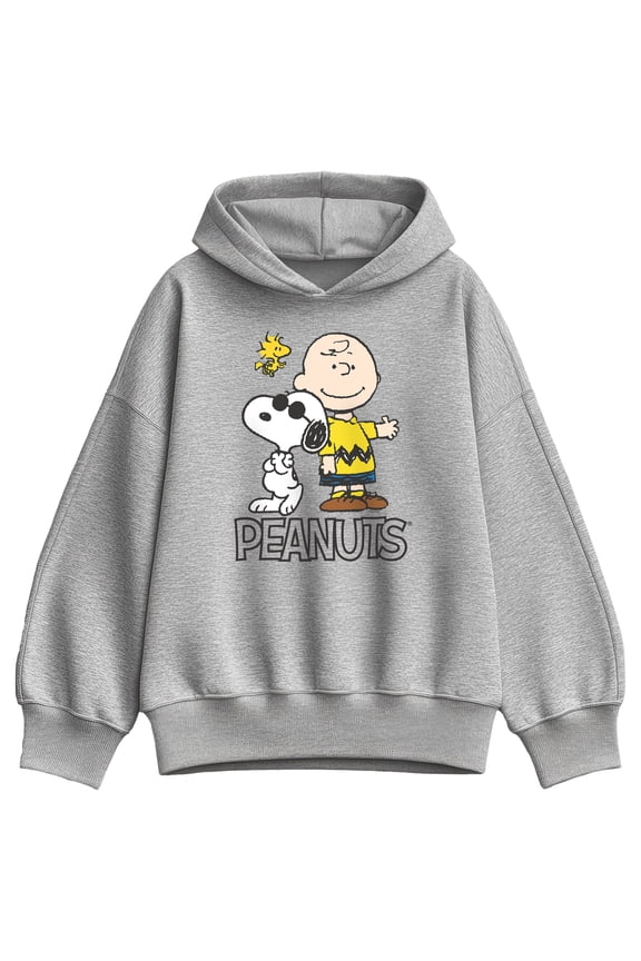 - Charlie Brown, Snoopy & Woodstock - Women's Oversized Fleece Hoodie Sweatshirt