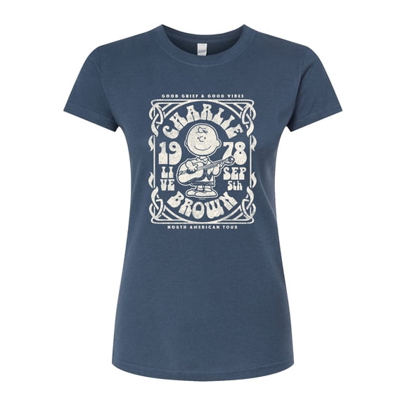 Peanuts - Charlie Brown Tour - Juniors Fitted Graphic T-Shirt