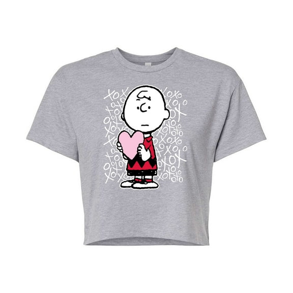 Peanuts - Charlie Brown Xoxo - Juniors Cropped Cotton Blend T - Shirt