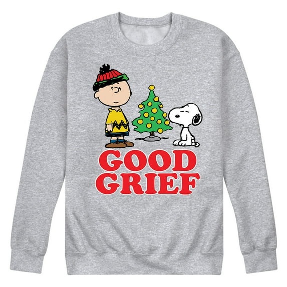 Peanuts - Charlie Brown and Snoopy Good Grief - Men's Crew Neck Fleece Pullover