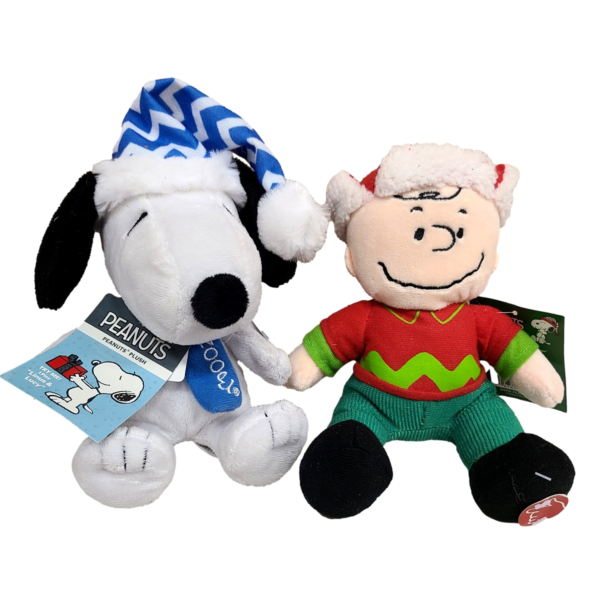 Peanuts Charlie Brown and Snoopy in Hat Musical Christmas Plush Pair 9 ...