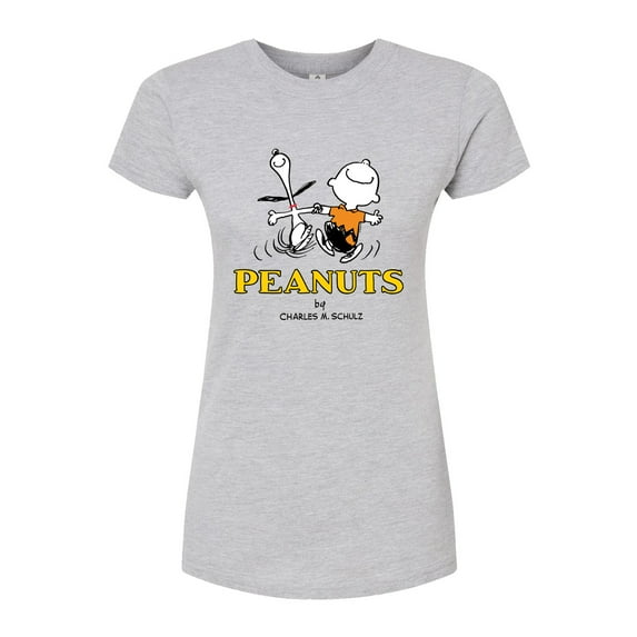 Peanuts - Charlie Snoopy Dancing - Juniors Fitted Tee