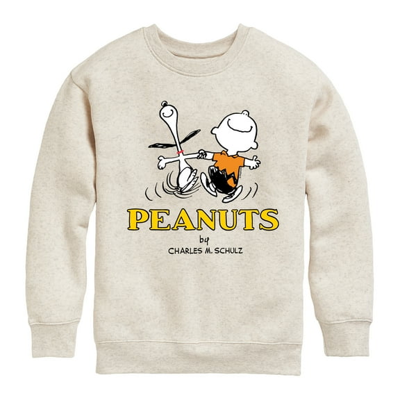 Peanuts - Charlie Snoopy Dancing  - Toddler & Youth Crewneck Fleece Sweatshirt