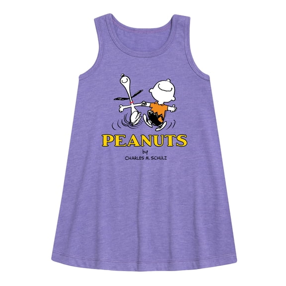 Peanuts - Charlie Snoopy Dancing Girls' Graphic Sleeveless Aline Dress