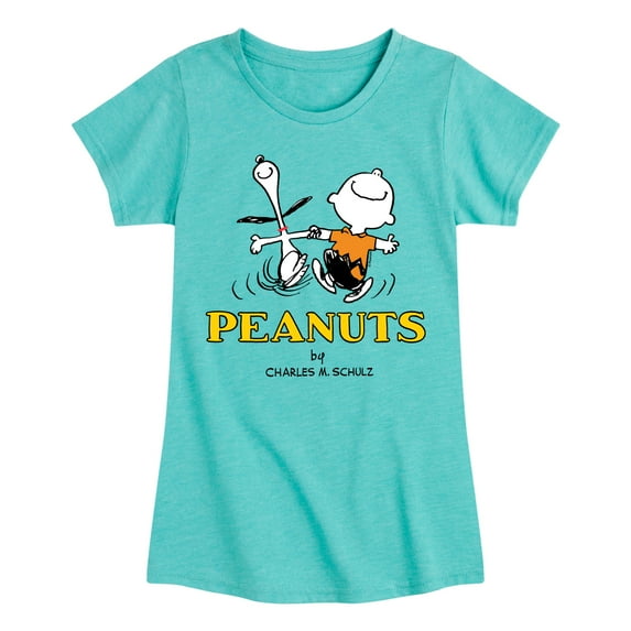 Peanuts - Charlie Snoopy Dancing - Toddler & Youth Girls Short Sleeve Graphic T-Shirt