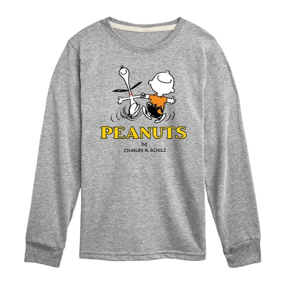 Peanuts - Charlie Snoopy Dancing  - Toddler & Youth Long Sleeve Graphic T-Shirt