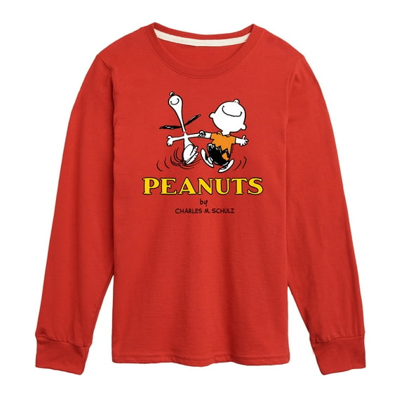 Peanuts - Charlie Snoopy Dancing  - Toddler & Youth Long Sleeve Graphic T-Shirt