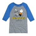 thumbnail image 1 of Peanuts - Charlie Snoopy Dancing  - Toddler & Youth Raglan Graphic T-Shirt, 1 of 4
