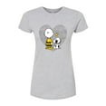 thumbnail image 1 of Peanuts - Charlie Snoopy Dot Heart - Juniors Fitted Graphic T-Shirt, 1 of 6