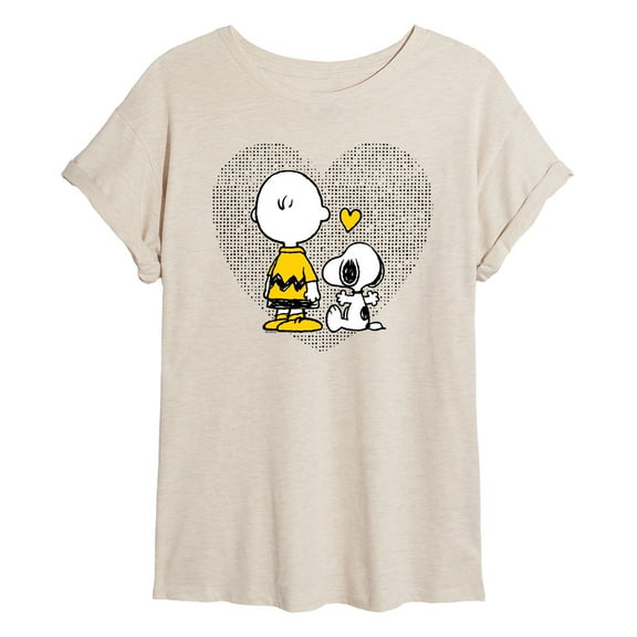 Peanuts - Charlie Snoopy Dot Heart - Women's Oversized T-Shirt