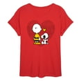 thumbnail image 1 of Peanuts - Charlie Snoopy Dot Heart - Juniors Ideal Flowy Muscle T-Shirt, 1 of 5