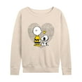 thumbnail image 1 of Peanuts - Charlie Snoopy Dot Heart - Women's Lightweight French Terry Long Sleeve Shirt, 1 of 6