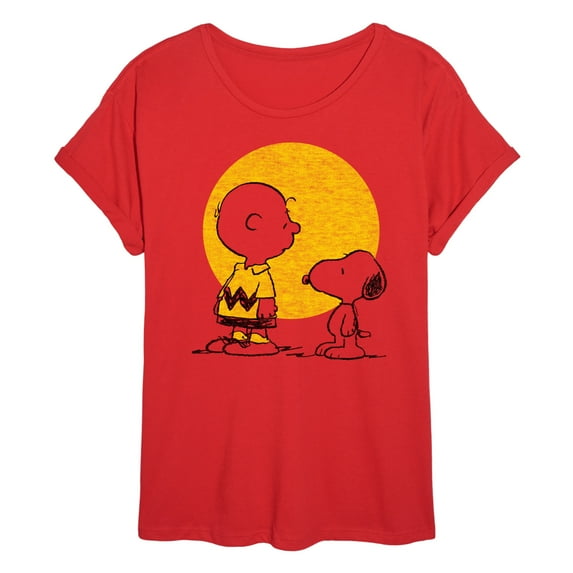 Peanuts - Charlie Snoopy Hearts - Juniors Ideal Flowy Muscle T-Shirt