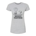 thumbnail image 1 of Peanuts - Charlie Snoopy Howdy Partner -Juniors Fitted Short Sleeve Graohic T-Shirt, 1 of 5