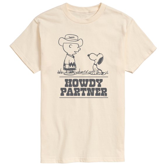 Peanuts - Charlie Snoopy Howdy Partner - Men's Short Sleeve Graphic T-Shirt