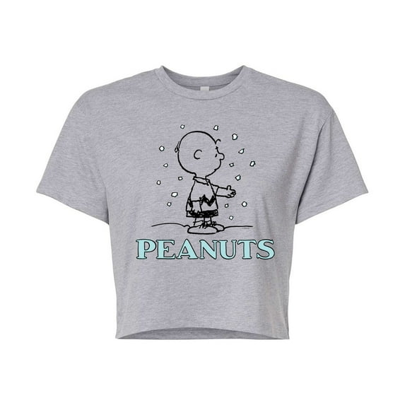 Peanuts - Charlie Snow - Juniors Cropped Cotton Blend T-Shirt