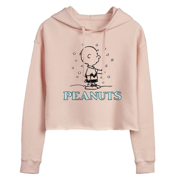 Peanuts - Charlie Snow - Juniors Cropped Pullover Hoodie