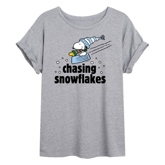 Peanuts - Chasing Snowflakes - Juniors Ideal Flowy Muscle T-Shirt