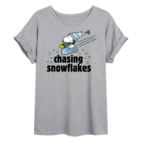 Peanuts - Chasing Snowflakes - Juniors Ideal Flowy Muscle T-Shirt