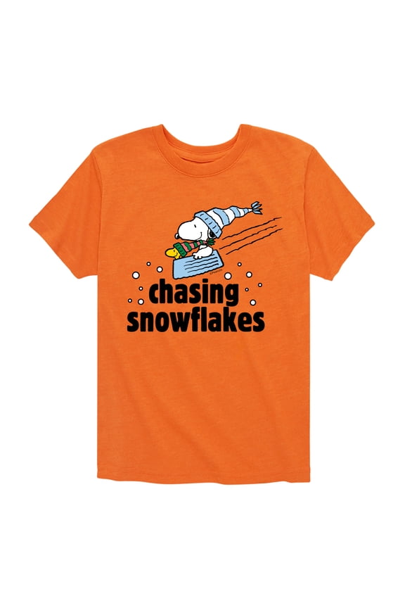 - Snoopy & Woodstock Chasing Snowflakes Christmas - Toddler And Youth Short Sleeve Graphic T-Shirt