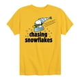thumbnail image 1 of Peanuts - Snoopy & Woodstock Chasing Snowflakes Christmas - Toddler And Youth Short Sleeve Graphic T-Shirt, 1 of 6