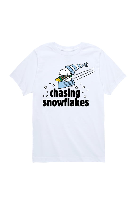 - Snoopy & Woodstock Chasing Snowflakes Christmas - Toddler And Youth Short Sleeve Graphic T-Shirt