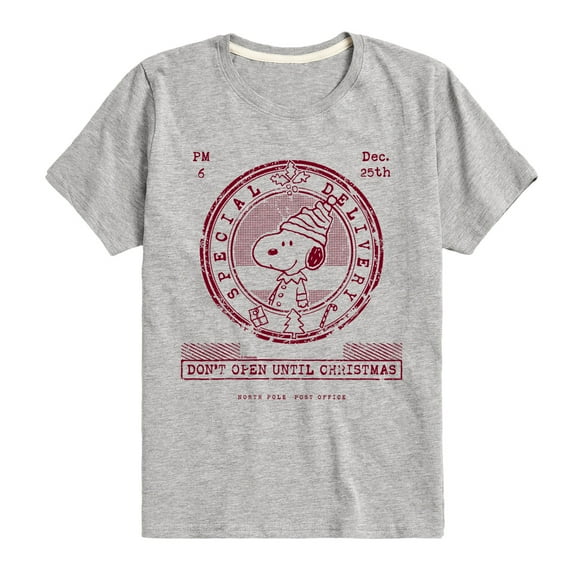 Peanuts - Christmas - Don't Open Until Christmas - Toddler & Youth Short Sleeve Graphic T-Shirt
