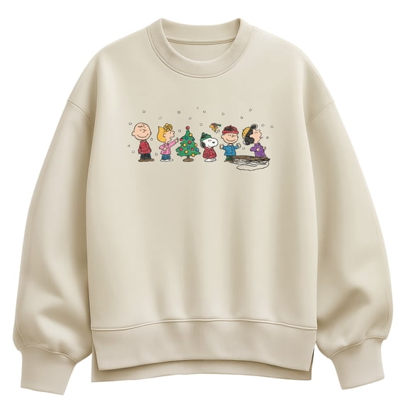 Peanuts - Christmas Group - Women's Oversized Fleece Crew Sweatshirt