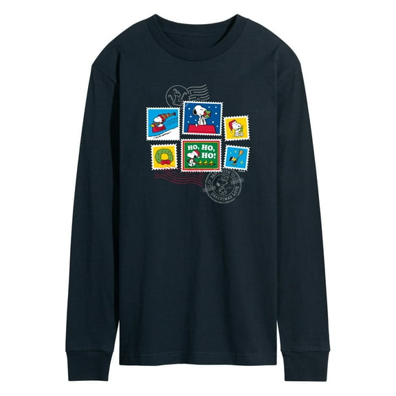 Peanuts - Christmas - Ho Ho Ho Holiday Stamps - Men's Long Sleeve T-Shirt