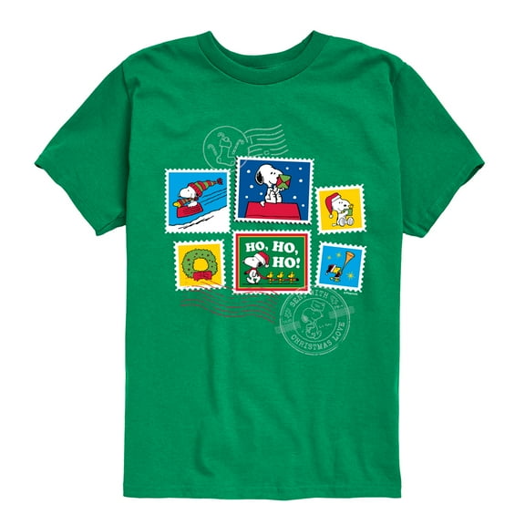 Peanuts - Christmas - Ho Ho Ho Holiday Stamps - Toddler & Youth Short Sleeve Graphic T-Shirt