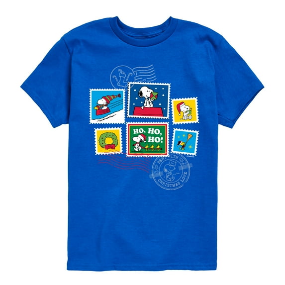 Peanuts - Christmas - Ho Ho Ho Holiday Stamps - Toddler & Youth Short Sleeve Graphic T-Shirt