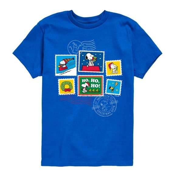 Peanuts - Christmas - Ho Ho Ho Holiday Stamps - Toddler & Youth Short Sleeve Graphic T-Shirt