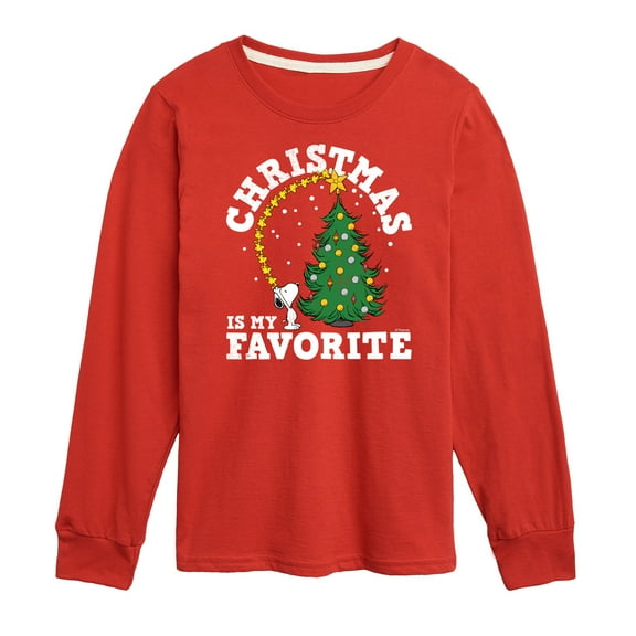Peanuts - Christmas Is My Favorite - Toddler And Youth Long Sleeve Graphic T-Shirt