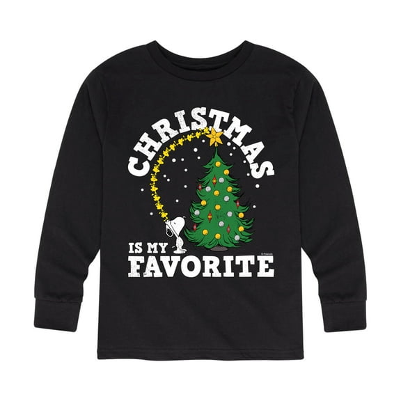 Peanuts - Christmas Is My Favorite - Toddler And Youth Long Sleeve Graphic T-Shirt