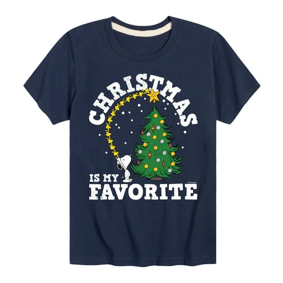 Peanuts - Christmas Is My Favorite - Toddler And Youth Short Sleeve Graphic T-Shirt