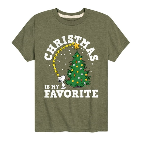 Peanuts - Christmas Is My Favorite - Toddler And Youth Short Sleeve Graphic T-Shirt