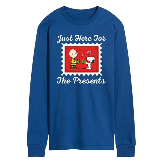 Peanuts - Christmas - Just Here For The Presents Stamp - Men's Long Sleeve T-Shirt