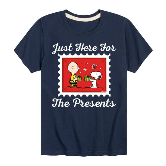 Peanuts - Christmas - Just Here For The Presents - Toddler & Youth Short Sleeve Graphic T-Shirt