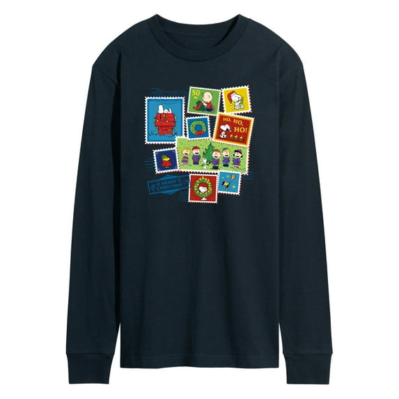 Peanuts - Christmas - Merry Christmas Stamps - Men's Long Sleeve T-Shirt