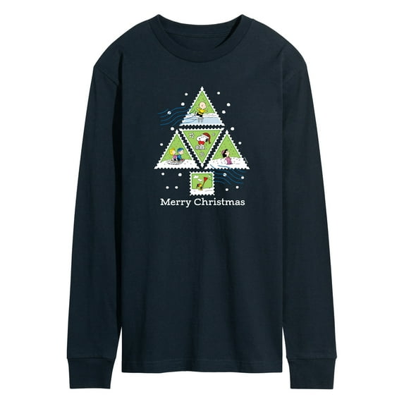 Peanuts - Christmas - Merry Christmas Triangle Tree Stamps - Men's Long Sleeve T-Shirt