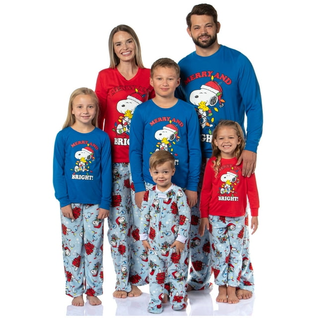 Peanuts Christmas Pajamas Woman's Snoopy Woodstock Merry & Bright ...