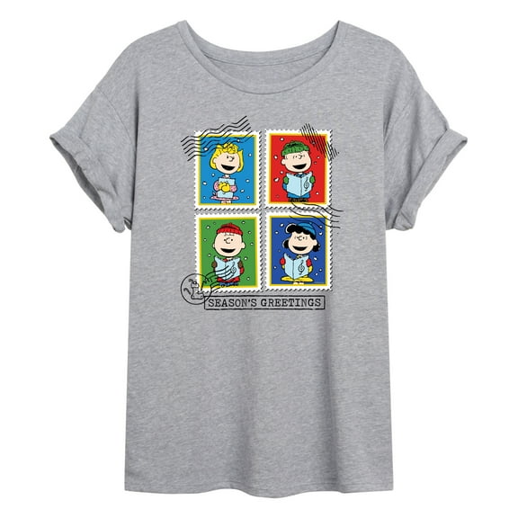 Peanuts - Christmas - Season's Greetings - Juniors Ideal Flowy Muscle T-Shirt