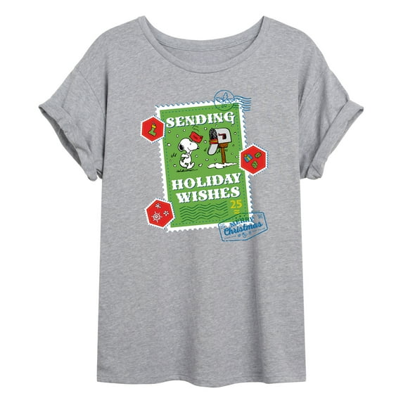 Peanuts - Christmas - Sending Holiday Wishes - Women's Oversized T-Shirt